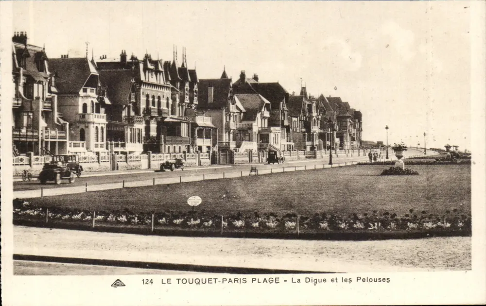 Le Touquet-Paris Plage — Die Digue und die Wiesen — C° Atacienne des Arts Photomécaniques, Straßburg — Nr. 124 - Vorderseite