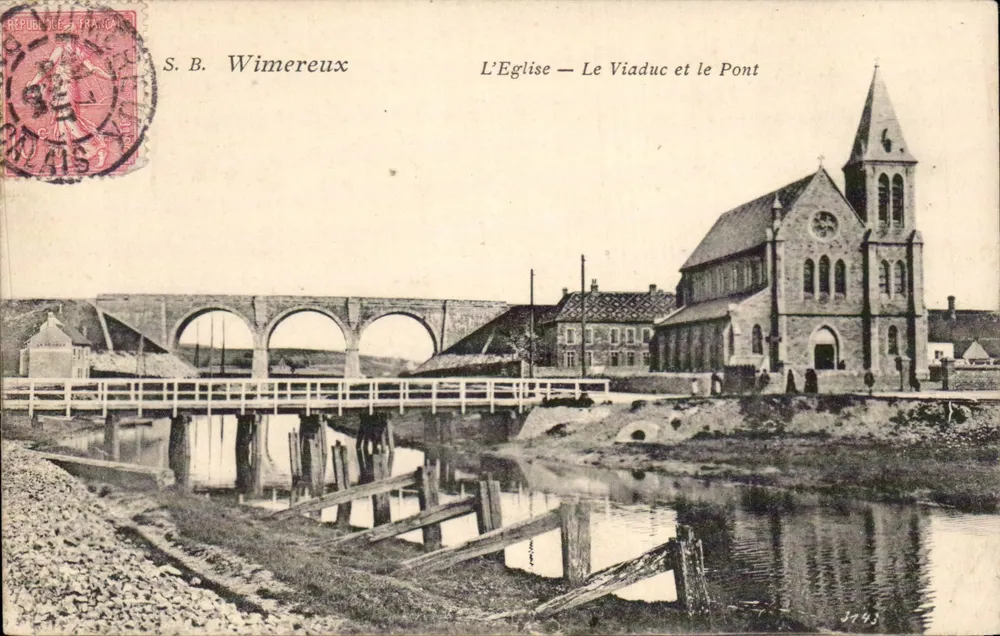 Wimereux — Die Kirche, der Viadukt und die Brücke — S.B. Wimereux - Vorderseite