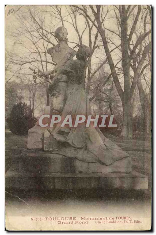 Toulouse - Foureès-Monument - Grand Rond — Cliché Baudil-ton, D.T. Édit. - Vorderseite