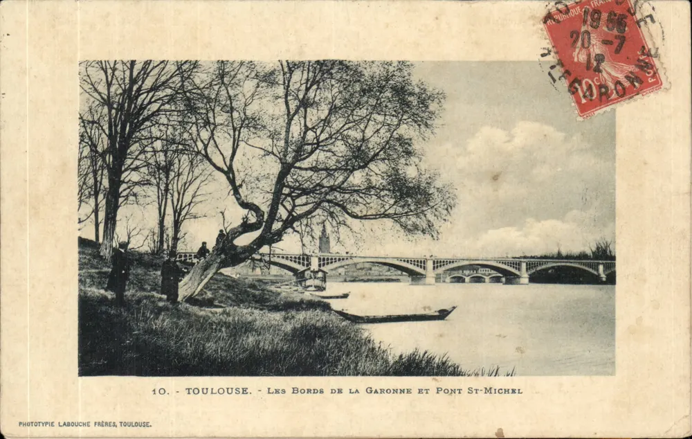 Toulouse - Die Ufer der Garonne und der Pont St-Michel — Phototypie Labouche Frères, Toulouse, Nr. 10 - Vorderseite