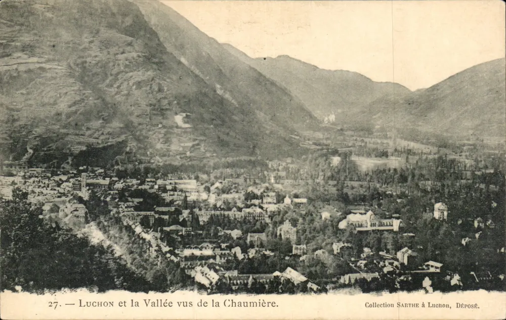 Luchon y la Valle vista desde la Chaumière — Colección SARTHE en Luchon, Depositado. - Anverso