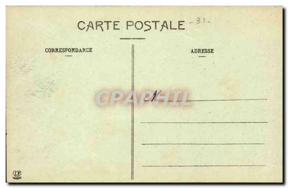 Luchon — Ansicht des Parc des Quinconces und Statue der Vallée du Lys — Phototypie Labouche Frères, Toulouse, 1. Serie - Rückseite