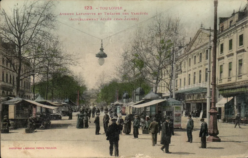 Toulouse — Avenue Lafayette und Théâtre des Variétés (derzeit Allée Jean-Jaurès) — Phototypie Labouche Frères, Toulouse - Vorderseite