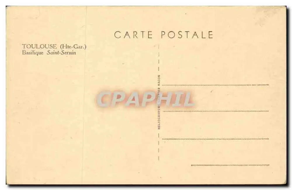 Toulouse — Basílica de Saint-Sernin — editor Nélio Gravure, Macon - Verso