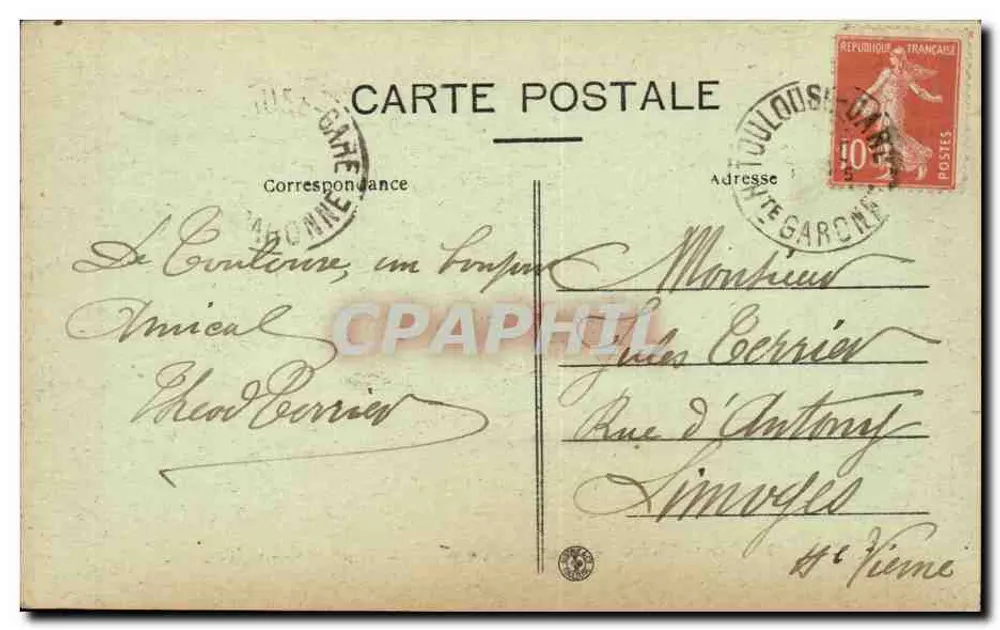 Toulouse — Jardin des Plantes — Hauptallee — L. M. — n°86 - Rückseite
