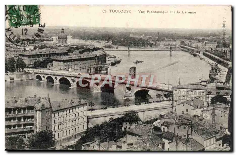 Toulouse — Panoramablick über die Garonne — L. Longuepierre, n°32 - Vorderseite