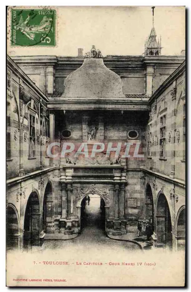 Toulouse - O Capitólio - Cour Henri IV (1904) — Fototipo Larbouche Frères, Toulouse - Frente