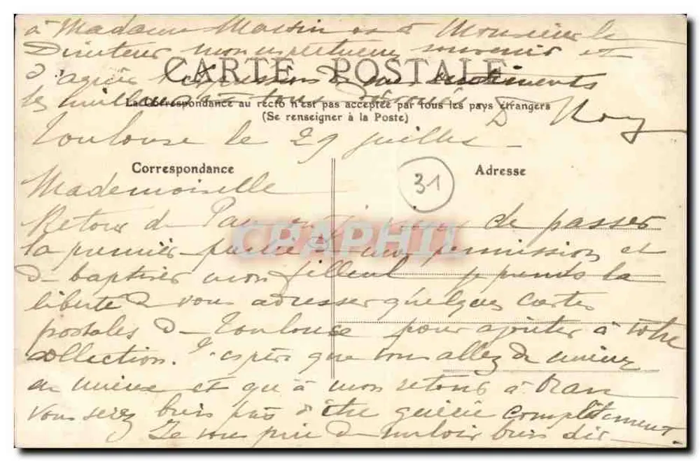 Toulouse - O Capitólio e a Praça — editor desconhecido, n° 81 - Verso