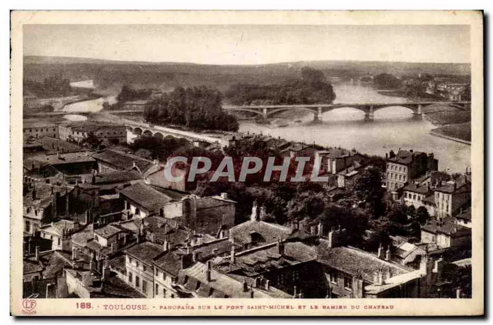 Toulouse - Panorama über die Brücke Saint-Michel und den Hamier des Schlosses - Vorderseite