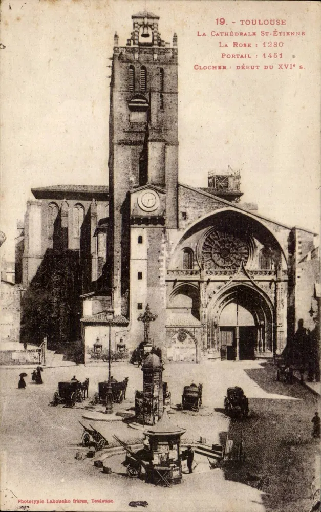 Toulouse - Kathedrale Saint-Étienne — Portal und Turm — Phototypie Labouche frères, Toulouse - Vorderseite