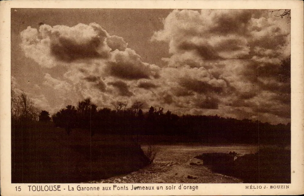 Toulouse - Die Garonne an den Zwillingbrücken an einem stürmischen Abend — Hélio J. Bouzin, Nr. 15 - Vorderseite