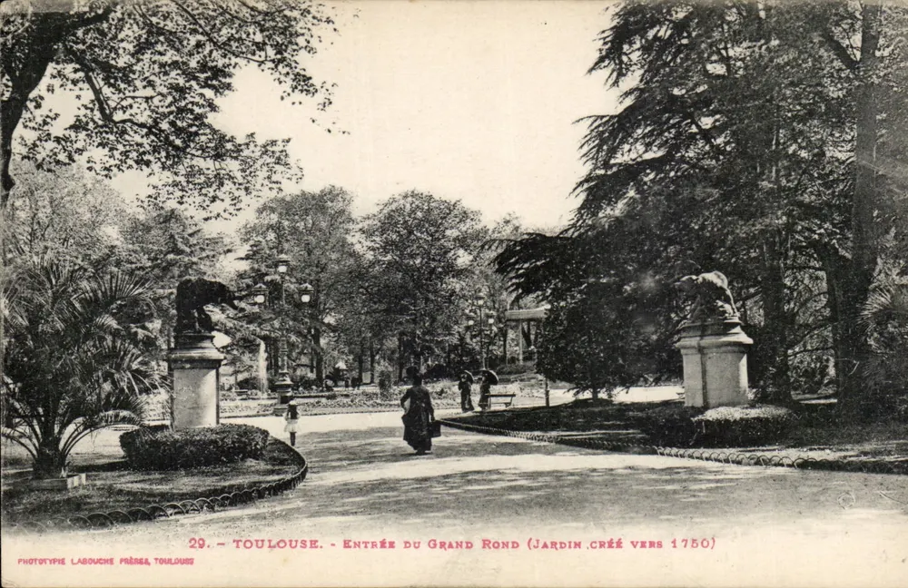 Toulouse - Eingang zum Grand Rond (Garten aus dem Jahr 1750) — Phototypie Labouche Présa, Toulouse, n°29 - Vorderseite