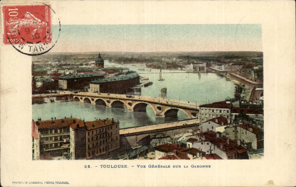 Toulouse — Allgemeiner Blick über die Garonne — Phototypie Labouche Frères, Toulouse - Vorderseite
