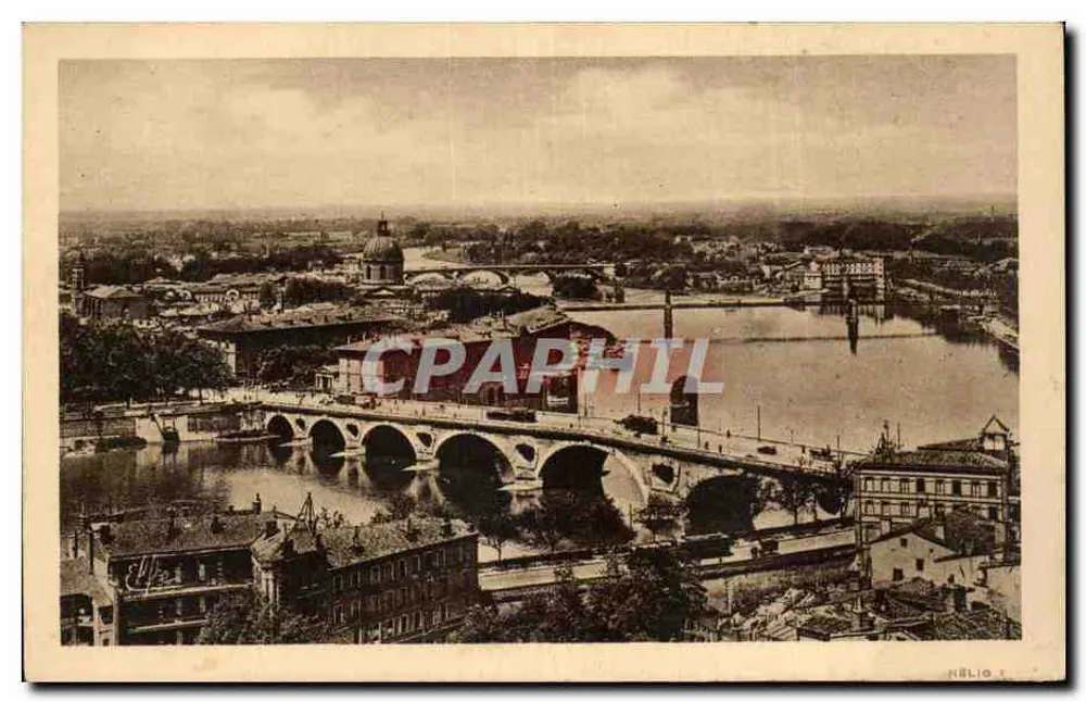Toulouse — Allgemeiner Blick über die Garonne — Heliogravur 'Elite' von Labouche Frères - Vorderseite