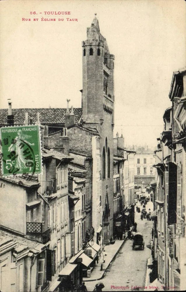 Toulouse - Rue und Kirche du Taur — Phototypie Labourde frères, Toulouse - Vorderseite