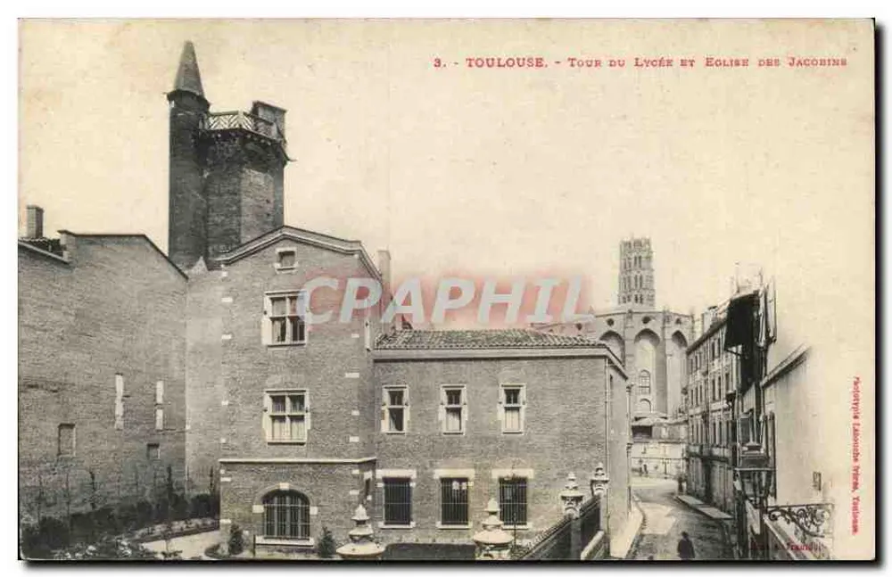 Toulouse - Tour du Lycée und Église des Jacobins - Vorderseite