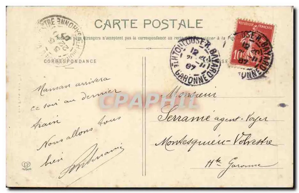 Toulouse - Jardin des Plantes - Die Garonne und die Ariège — Phototypie Labouche Frères, Toulouse - Rückseite