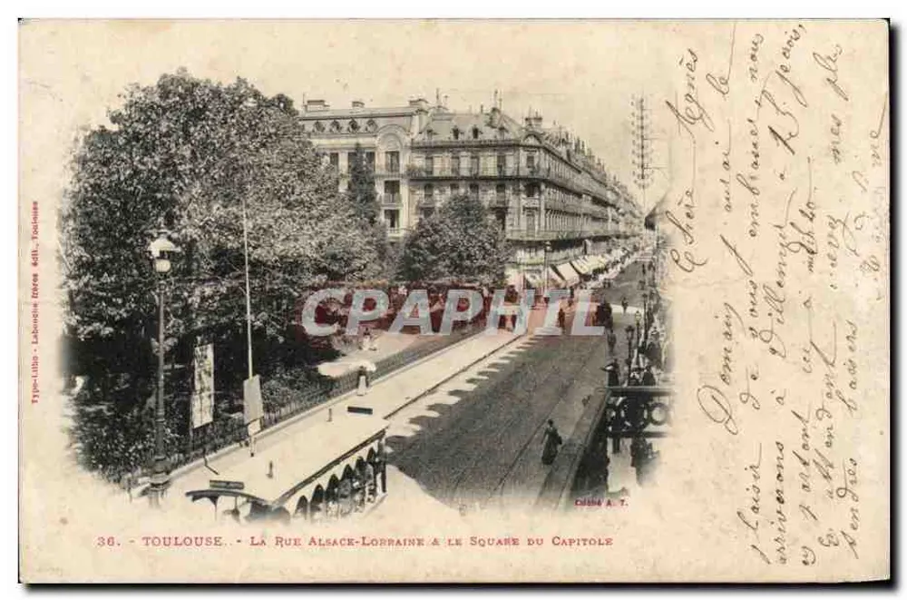 Toulouse - Die Straße Alsace-Lorraine am Square du Capitole — Typo-Litho Labonne & Cie, Nr. 38 - Vorderseite