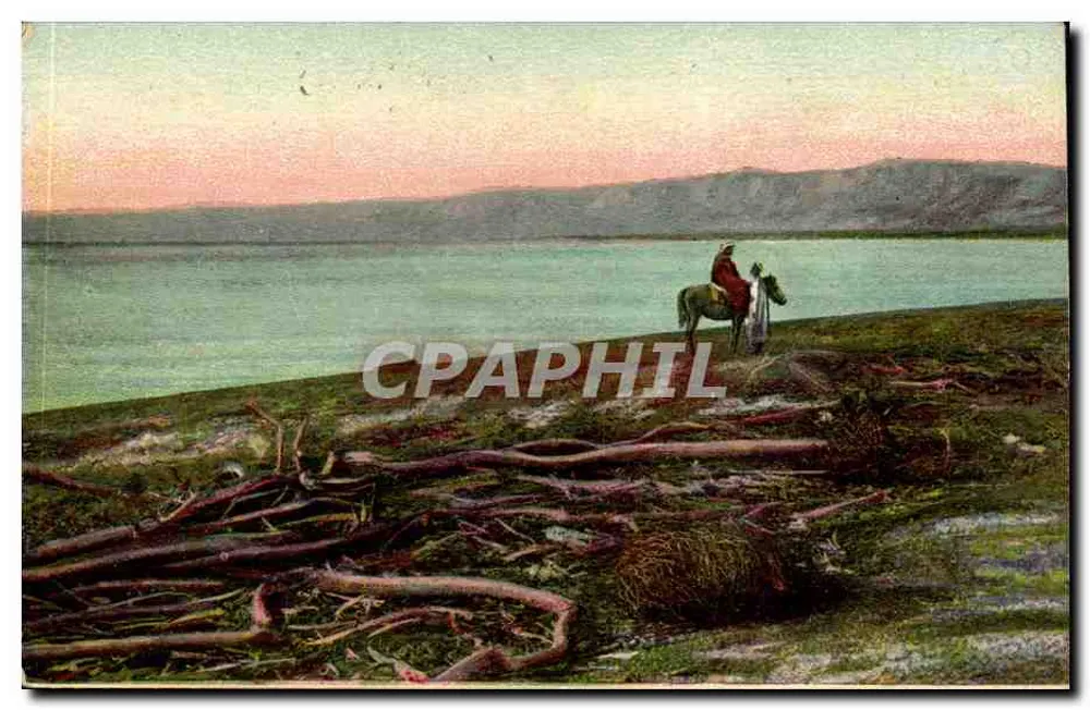 Das tote Meer — Ansicht des Sees mit Reiter — Union Postale Universelle n°101 - Vorderseite
