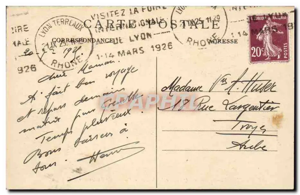 LYON — Allgemeine Ansicht — Viertel Bellecour und Berg Fourvière — E.R. n°38 - Rückseite