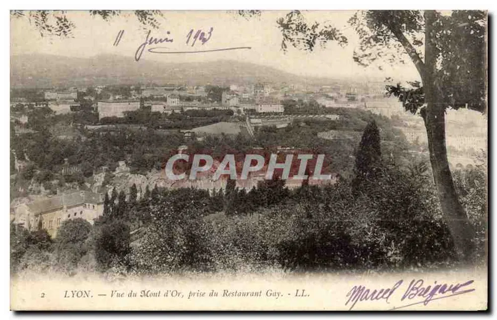 LYON — Ansicht des Mont d'Or vom Restaurant Gay — Marcel Beiguet - Vorderseite