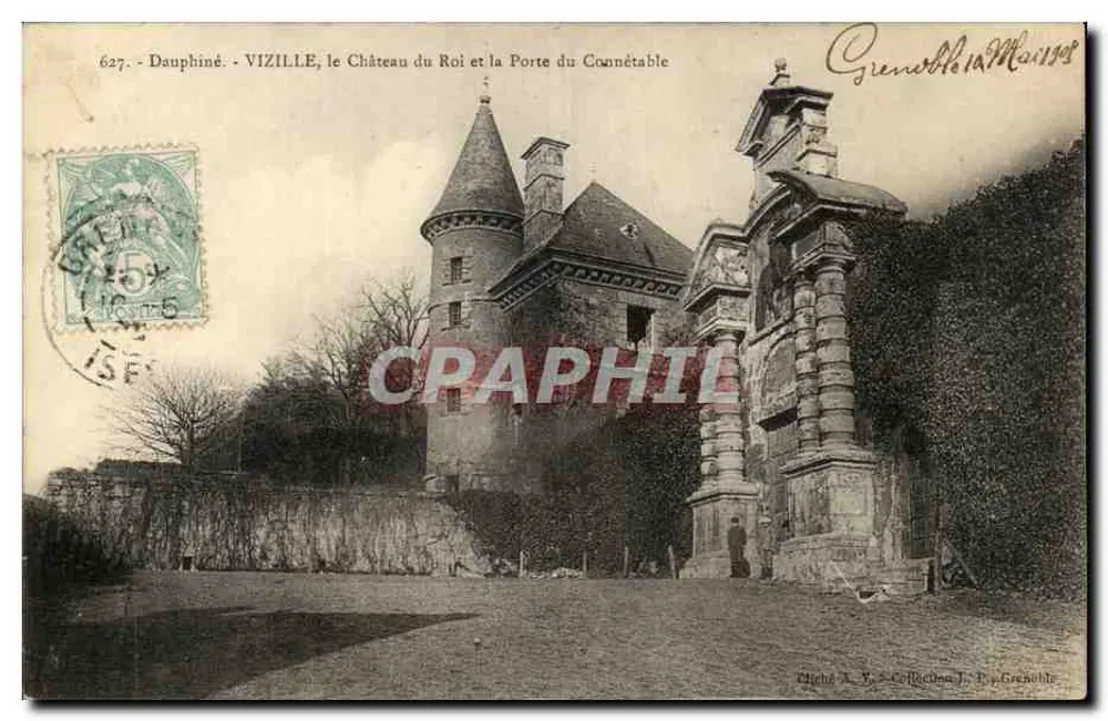 Vizille - Schloss des Königs und Tor des Connétable — Verlag A. V. Sammlung J. P. Grenoble, Nr. 627 - Vorderseite