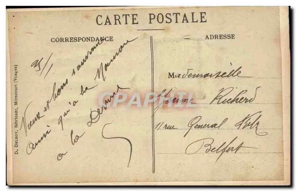 Kind spielt mit einem kleinen Wagen — Lyon — D. Derasy, Mirecourt (Vosges) - Rückseite