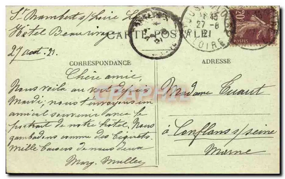 Saint-Rambert-sur-Loire — Ansicht des Brückens und Loire-Flusses — Edit. Baudet-Deschamps - Rückseite