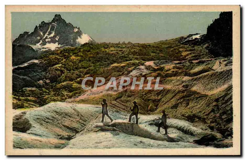 Chamonix-Mont-Blanc — Überquerung des Gletschers des Bossons — J. Renault, Paris - Vorderseite