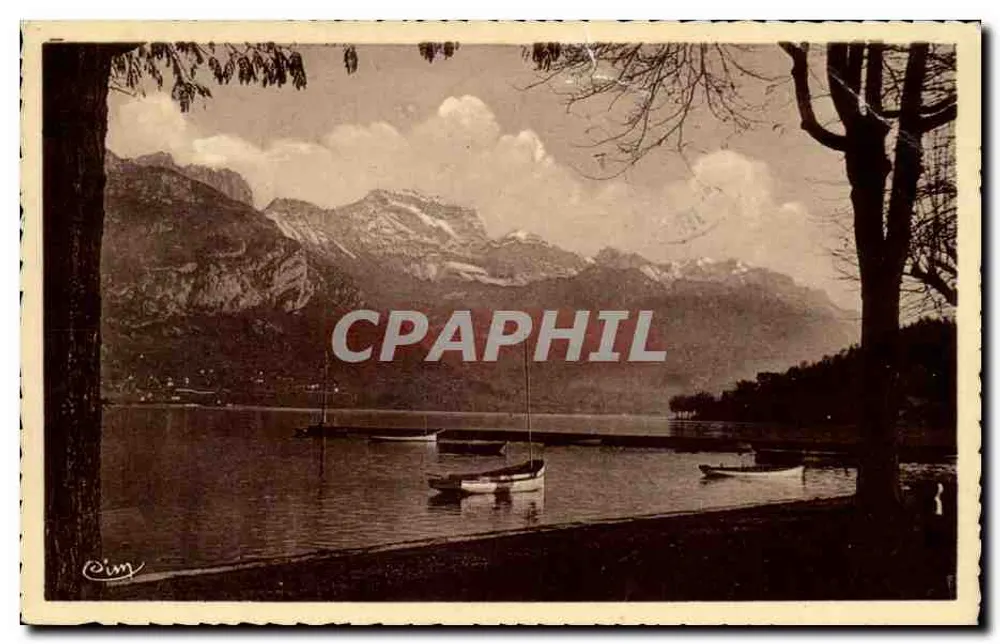 See Annecy — Panoramablick mit schneebedeckten Bergen — Verlag Cim - Vorderseite