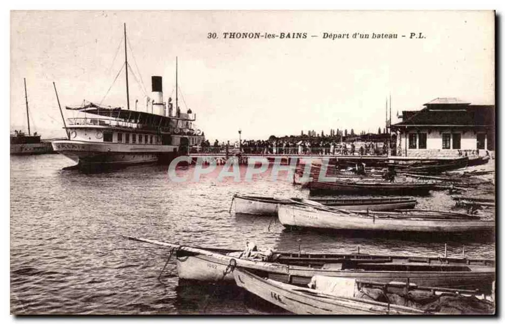 Thonon-les-Bains — Abfahrt eines Bootes — P.L. n°30 - Vorderseite