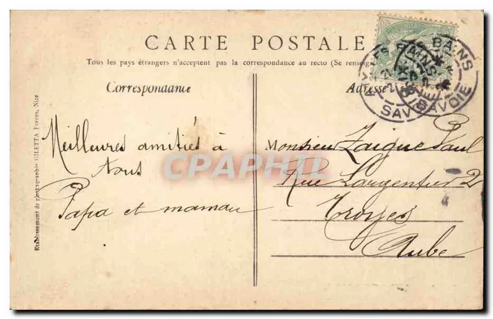 Ufer des Sees Bourget — Aix-les-Bains — Verlag Gilettà, n°2230 - Rückseite