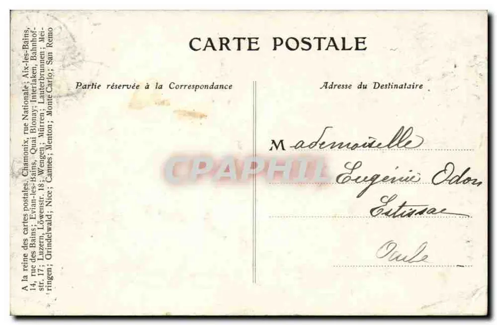 Chalet Moitié — Weg von Montenvert — unbekannter Verlag, Nr. 54 - Rückseite