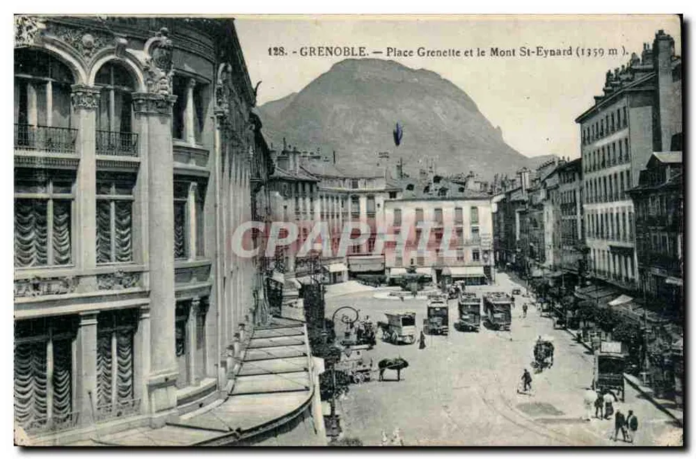 Grenoble — Place Grenette e o Mont St-Eynard (1359 m) — C. Balfert, Grenoble, n° 128 - Frente
