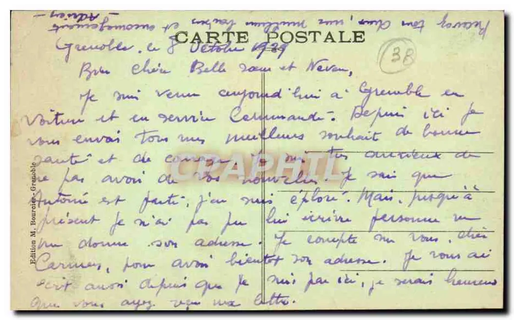 Grenoble — Avenue Alsace-Lorraine und Boulevard Gambetta — Edition M. Bourcier - Rückseite