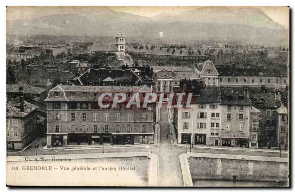 Grenoble — Allgemeiner Blick und das alte Krankenhaus — Cl. A. Van Grenoble, n° 019 - Vorderseite
