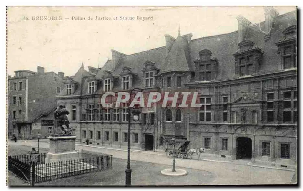 Grenoble — Palácio da Justiça e Estátua de Bayard — GAUDE, fot. edit. - Frente