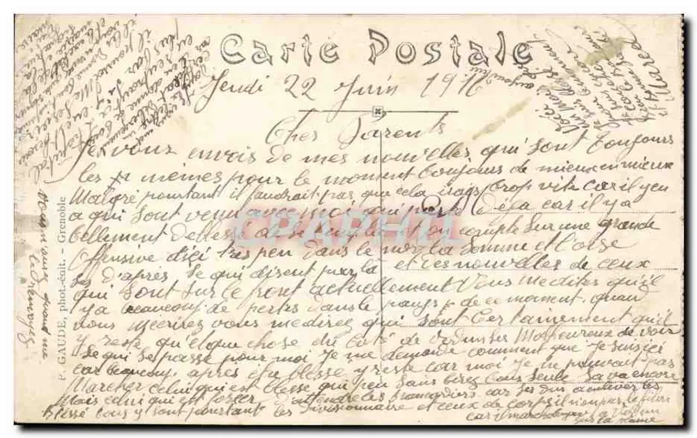 Grenoble — Palácio da Justiça e Estátua de Bayard — GAUDE, fot. edit. - Verso