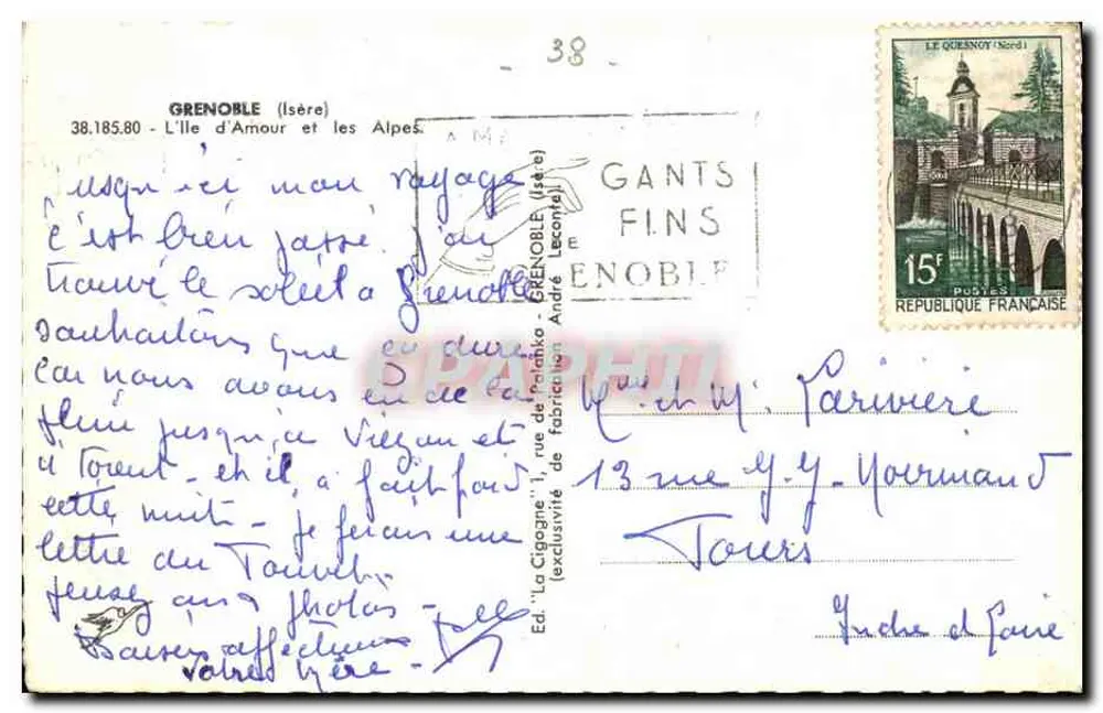 Grenoble (Isère) — A Ilha do Amor e as Alpes — Ed. La Cigogne - Verso