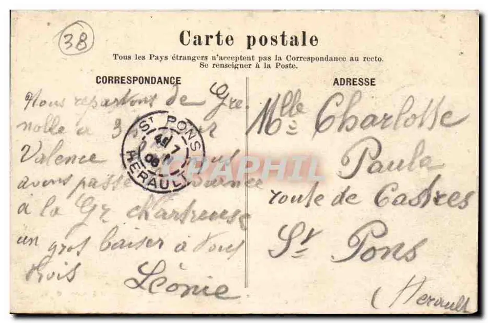 Grenoble — A Praça Grenette e o Monte St-Eynard — Papelaria das Alpes, Eug. Robert, Grenoble - Verso