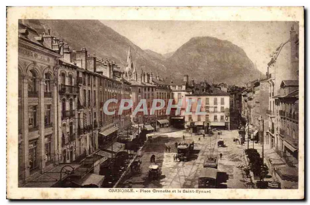 Grenoble — Place Grenette e o Saint-Eynard — editor G. All - Frente