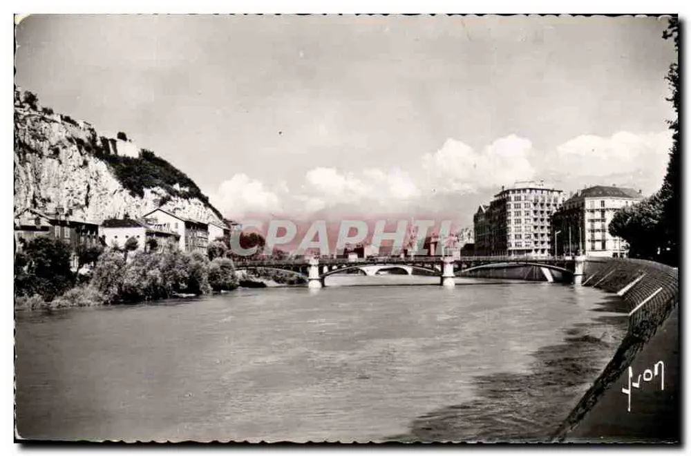 Grenoble (Isère) — Die Isère und die Brücke der Porte de France — Kunstausgabe - Vorderseite