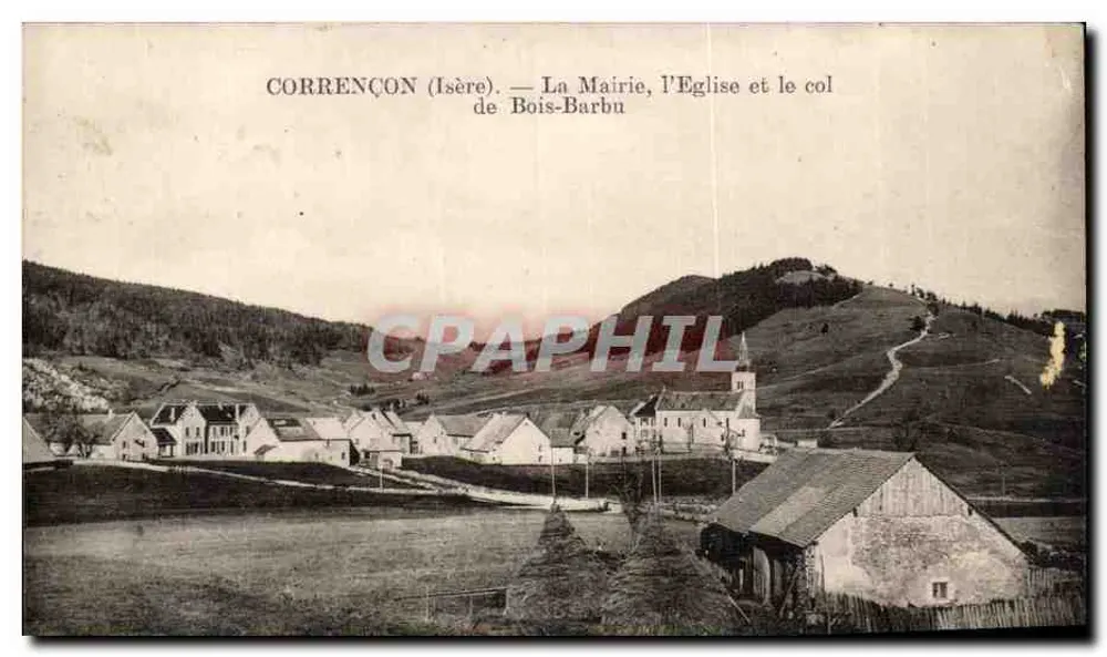 Corrençon (Isère) — Rathaus, Kirche und Pass Bois-Barbu - Vorderseite