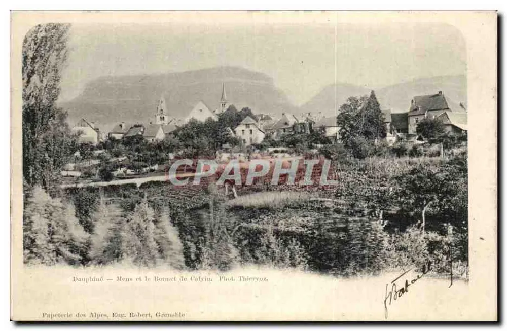 Dauphiné — Mens et le Bonnet de Calvin — Papeterie des Alpes, Eug. Robert, Grenoble - Recto