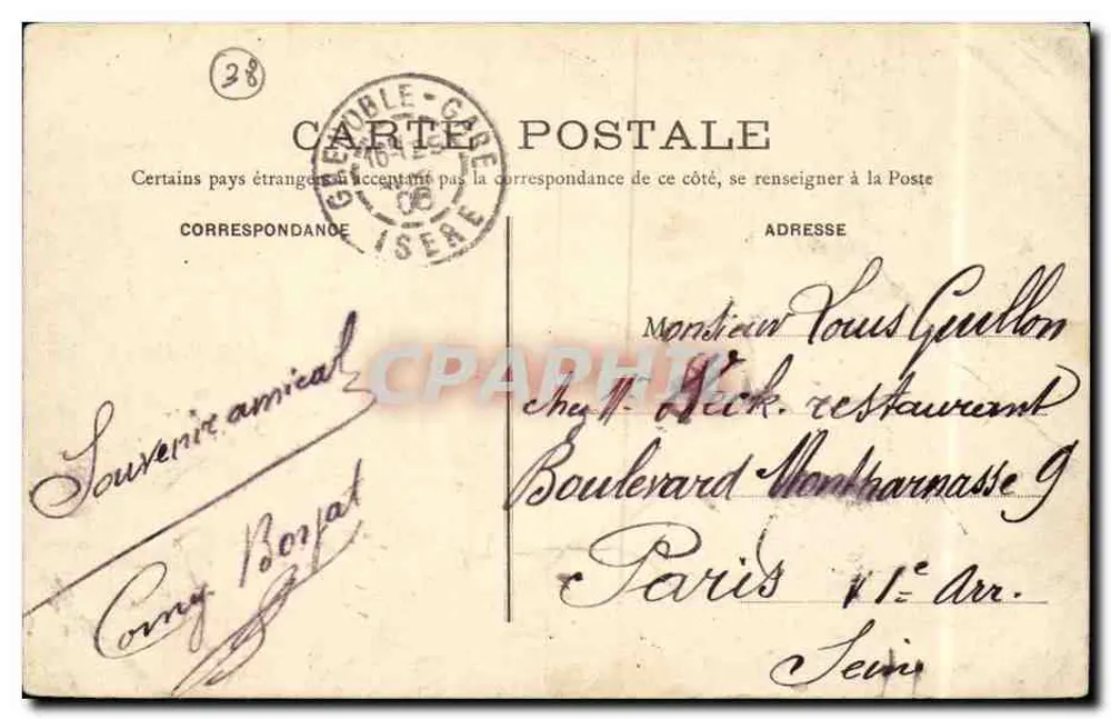 Grenoble - Die Quais und die Berge, vom Île-Verte aus gesehen — Edit. Coing-Boyat, rue Bayard, Grenoble - Rückseite