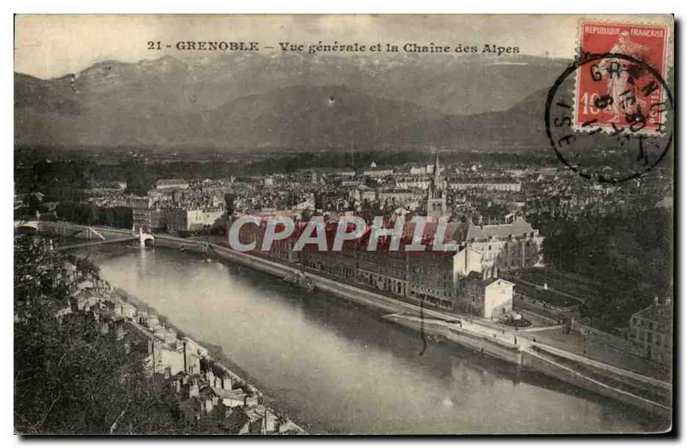 Grenoble — Allgemeiner Blick und die Kette der Alpen — Edition C. F. Papeterie des Écoles - Vorderseite