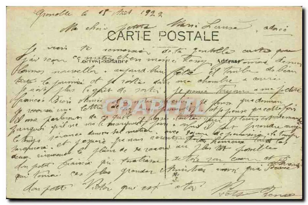 Grenoble — Plaza Grenette y el Monte Saint-Eynard (1359 m.) — G. Ballert, Grenoble - Reverso