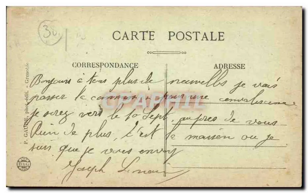 Danphine - Noyarey - Orfanato Agrícola — P. Gaude, fotógrafo, Grenoble - Verso
