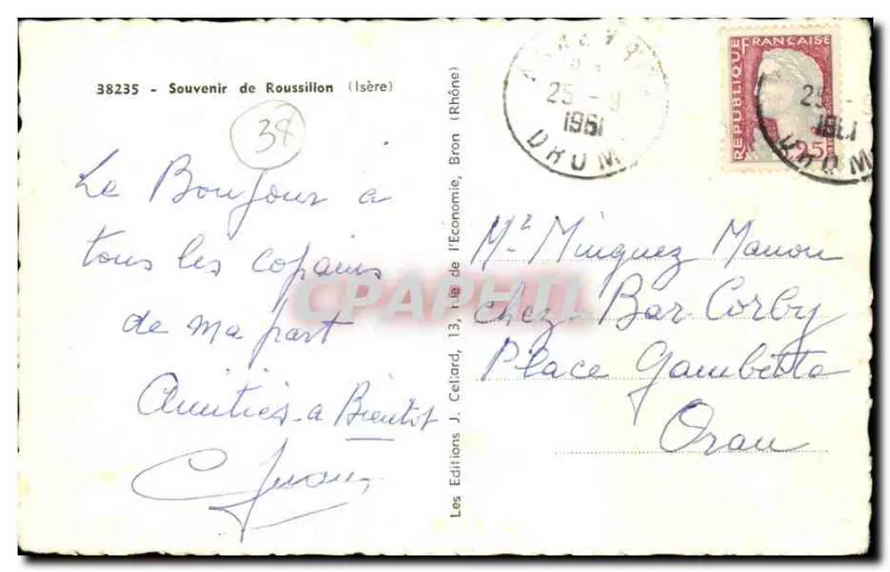 Roussillon — vista panorâmica e monumentos — Edições J. Célard, n° 38235 - Verso