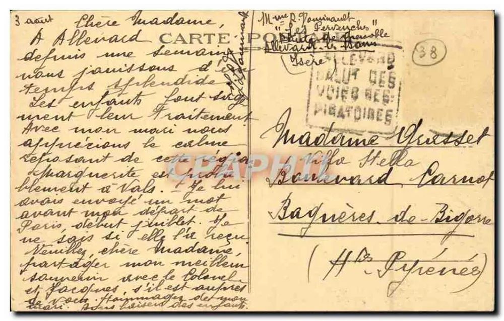 Umgebung von ALLEVARD-les-BAINS — Massif des Sept-Laus, Lac du Col, La Pyramide inaccessibles (2931 m.) und die Rochers Blancs — Verlag: Dauphiné, Nr. 507 - Rückseite